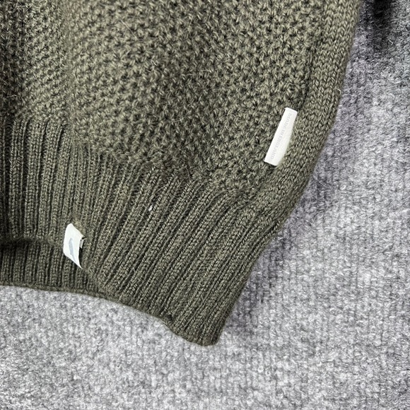 Peregrine Mens Quarter Zip Mock Neck Sweater Olive Green Knit Pullover Top Small - Picture 4 of 9